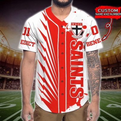 AFL St Kilda Saints Custom Name Number Mascot Baseball Jersey