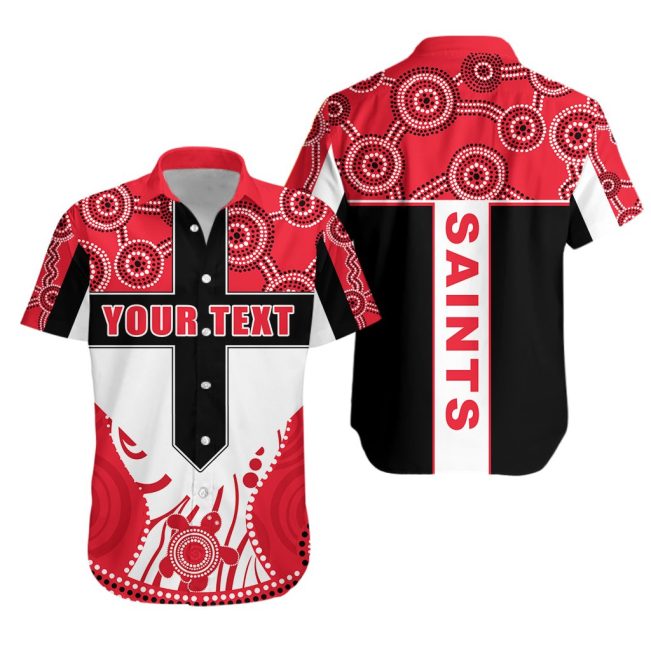 AFL St Kilda Saints Custom Text Indigenous Hawaiian Shirt