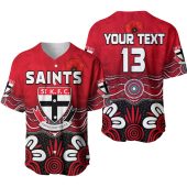 AFL St Kilda Saints Custom Text Number Aboriginal Red Baseball Jersey