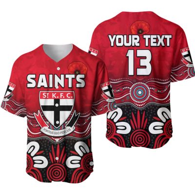 AFL St Kilda Saints Custom Text Number Aboriginal Red Baseball Jersey