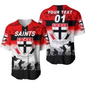 AFL St Kilda Saints Custom Text Number ANZAC Soldiers Baseball Jersey