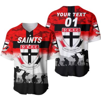 AFL St Kilda Saints Custom Text Number ANZAC Soldiers Baseball Jersey