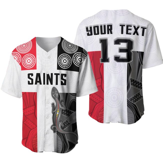AFL St Kilda Saints Custom Text Number Indigenous Baseball Jersey