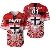 AFL St Kilda Saints Custom Text Number Indigenous Red Baseball Jersey