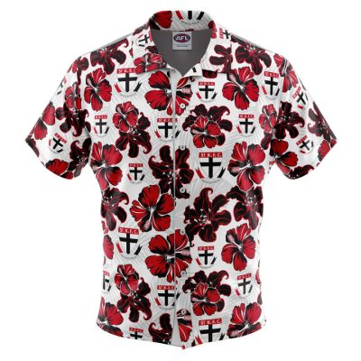 AFL St Kilda Saints White Floral Hawaiian Shirt