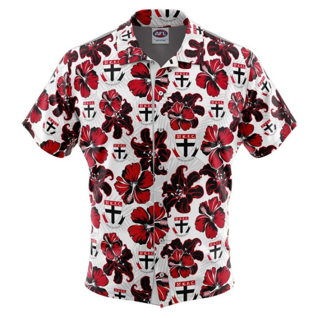 AFL St Kilda Saints White Floral Hawaiian Shirt