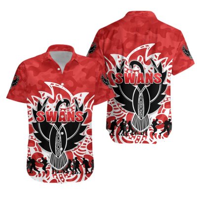 AFL Sydney Swans ANZAC Day Indigenous Hawaiian Shirt