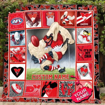 AFL Sydney Swans Custom Name Mascot Quilt Blanket