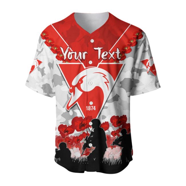 AFL Sydney Swans Custom Text ANZAC Day Baseball Jersey