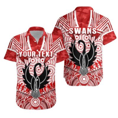 AFL Sydney Swans Custom Text ANZAC Day Indigenous Hawaiian Shirt