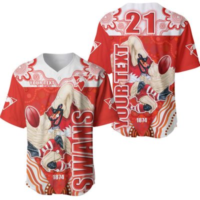 AFL Sydney Swans Custom Text Number Aboriginal Baseball Jersey
