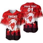 AFL Sydney Swans Custom Text Number ANZAC Day Baseball Jersey
