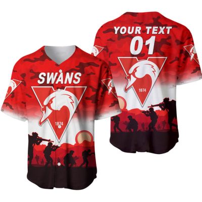 AFL Sydney Swans Custom Text Number ANZAC Day Baseball Jersey