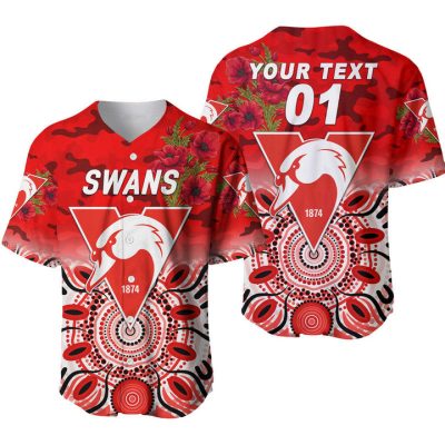 AFL Sydney Swans Custom Text Number Indigenous Baseball Jersey
