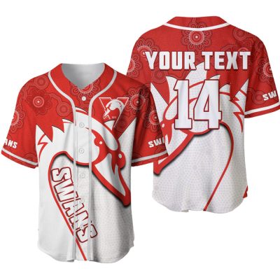 AFL Sydney Swans Custom Text Number Indigenous Baseball Jersey V2