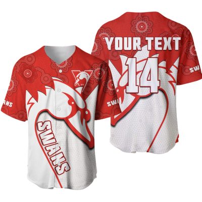 AFL Sydney Swans Custom Text Number Indigenous Baseball Jersey V3