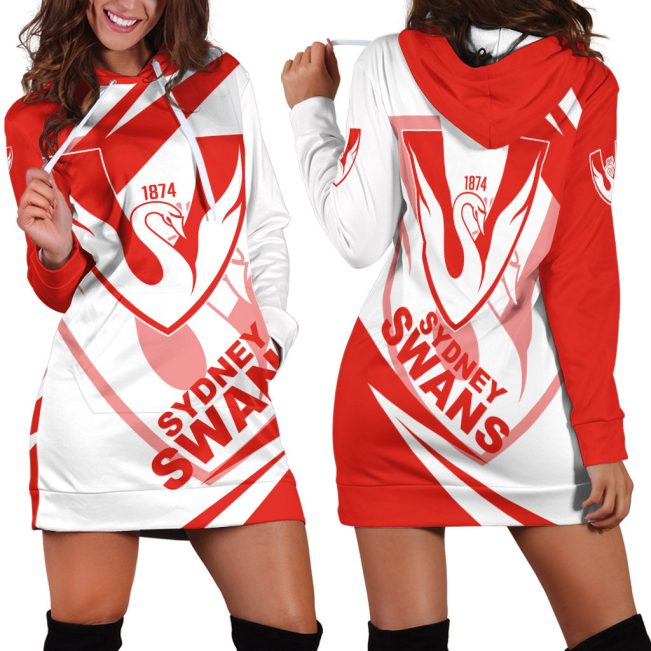 AFL Sydney Swans White Red Women Hoodie Dress
