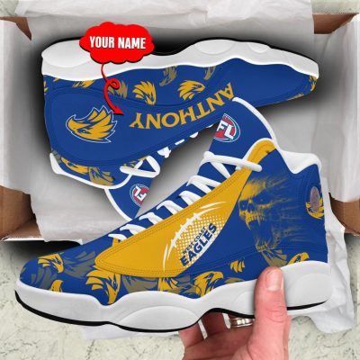 AFL West Coast Eagles Custom Name Multi Logo Air Jordan 13 Shoes