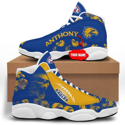 AFL West Coast Eagles Custom Name Multi Logo Air Jordan 13 Shoes