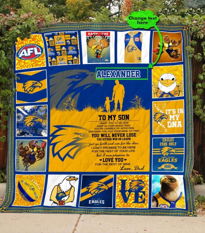 AFL West Coast Eagles Custom Name #MySon Quilt Blanket