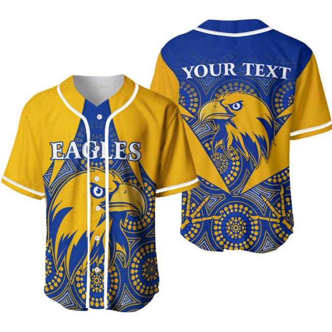 AFL West Coast Eagles Custom Text Indigenous Gold Baseball Jersey
