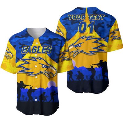 AFL West Coast Eagles Custom Text Number ANZAC Day Baseball Jersey