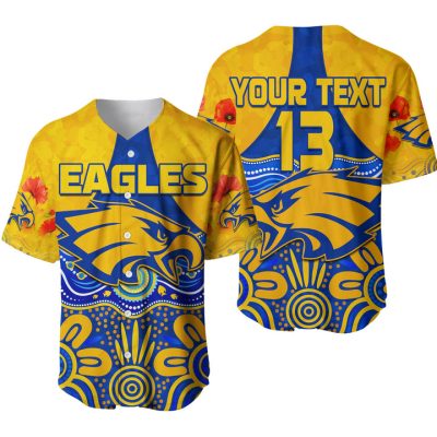 AFL West Coast Eagles Custom Text Number Indigenous Baseball Jersey