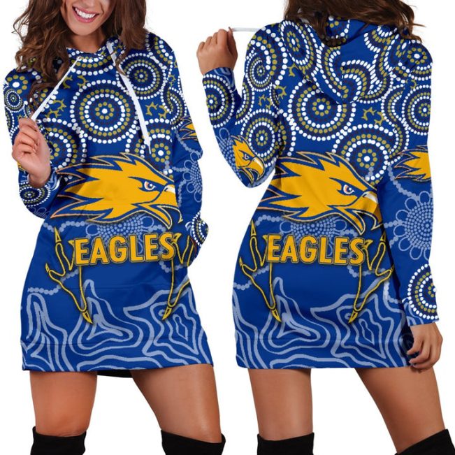 AFL West Coast Eagles Indigenous Royal Blue Women Hoodie Dress
