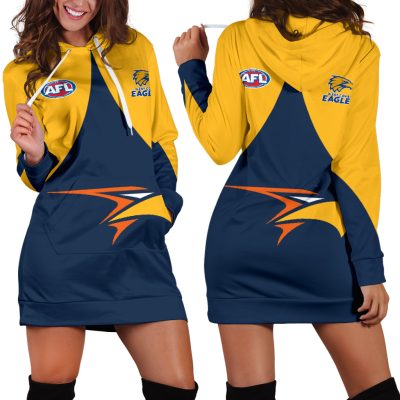 AFL West Coast Eagles Navy Blue Gold Women Hoodie Dress