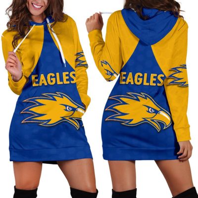 AFL West Coast Eagles Royal Blue Gold Women Hoodie Dress