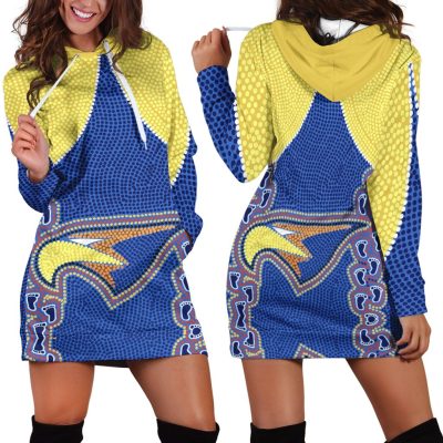 AFL West Coast Eagles Royal Blue Gold Women Hoodie Dress V2