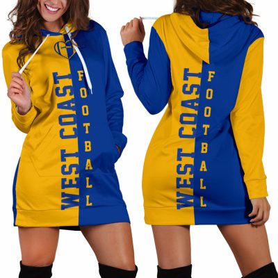 AFL West Coast Eagles Royal Blue Gold Women Hoodie Dress V3