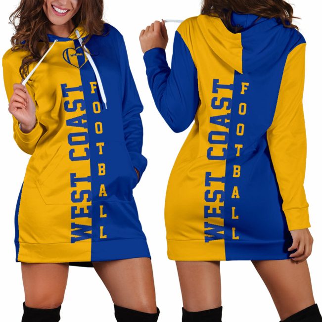 AFL West Coast Eagles Royal Blue Gold Women Hoodie Dress V3