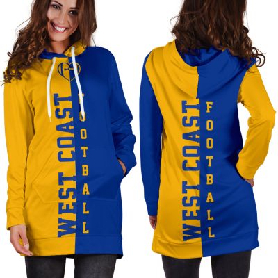 AFL West Coast Eagles Royal Blue Gold Women Hoodie Dress V3