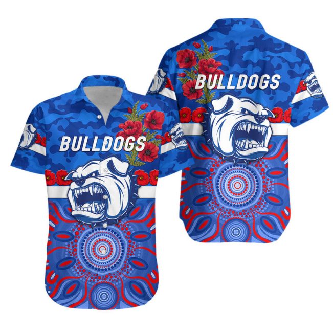 AFL Western Bulldogs ANZAC Day Indigenous Hawaiian Shirt V1