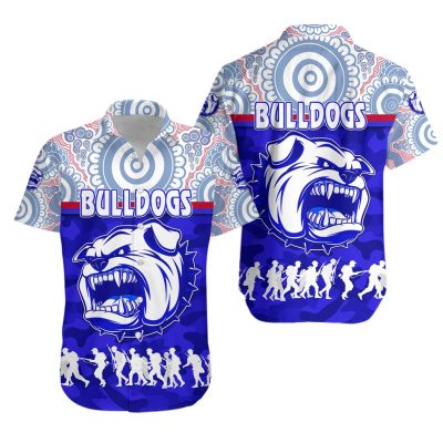 AFL Western Bulldogs ANZAC Day Indigenous Hawaiian Shirt V2
