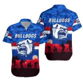 AFL Western Bulldogs Blue ANZAC Day Hawaiian Shirt