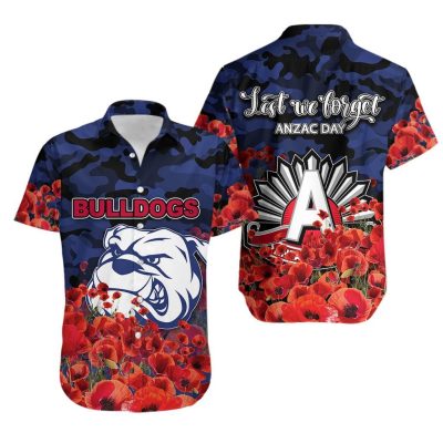 AFL Western Bulldogs Blue Poppy Flowers Hawaiian Shirt