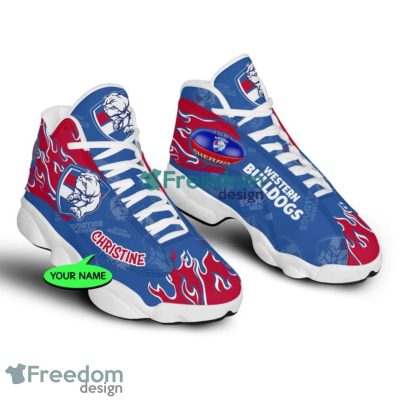 AFL Western Bulldogs Custom Name Blue Fire Air Jordan 13 Shoes