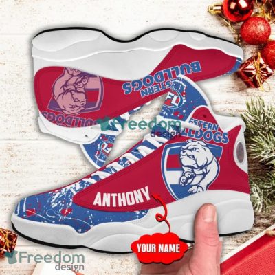 AFL Western Bulldogs Custom Name Blue Paint Air Jordan 13 Shoes