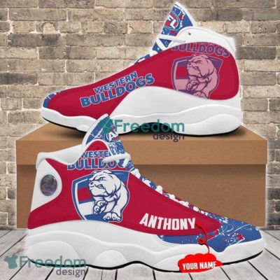 AFL Western Bulldogs Custom Name Blue Paint Air Jordan 13 Shoes