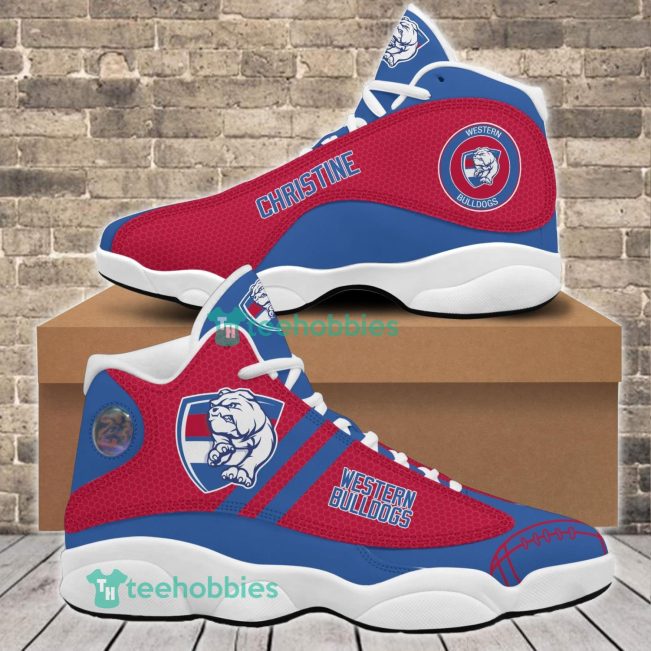 AFL Western Bulldogs Custom Name Blue Red Air Jordan 13 Shoes