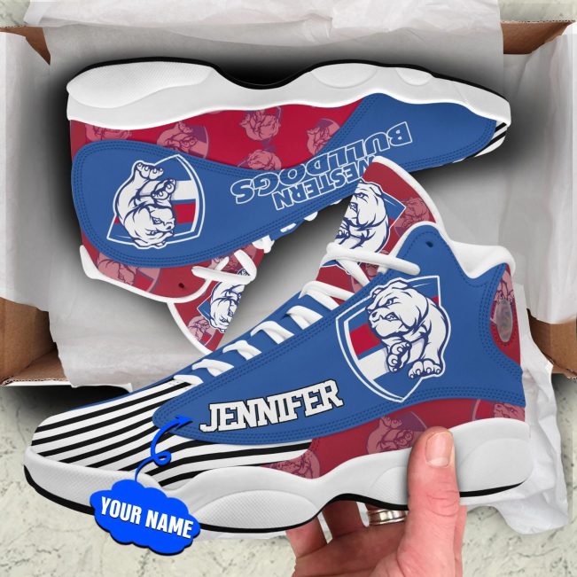 AFL Western Bulldogs Custom Name Multi Logo Air Jordan 13 Shoes