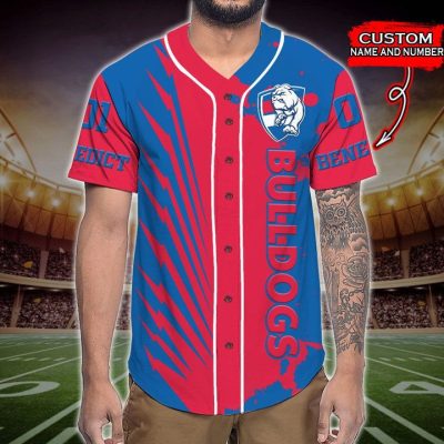 AFL Western Bulldogs Custom Name Number Mascot Baseball Jersey