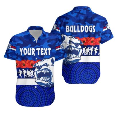 AFL Western Bulldogs Custom Text ANZAC Day Hawaiian Shirt