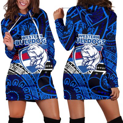 AFL Western Bulldogs Indigenous Blue Black Women Hoodie Dress