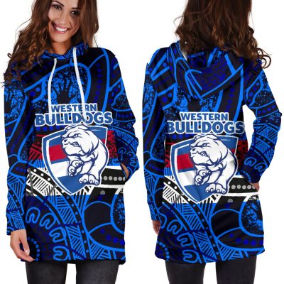 AFL Western Bulldogs Indigenous Blue Black Women Hoodie Dress