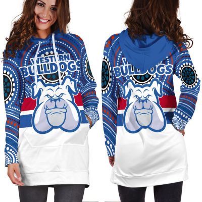 AFL Western Bulldogs Indigenous Blue White Women Hoodie Dress