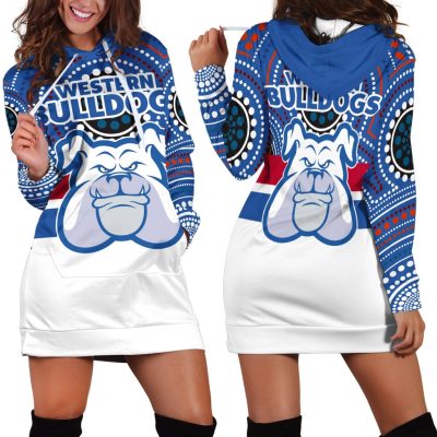 AFL Western Bulldogs Indigenous Blue White Women Hoodie Dress