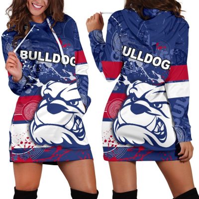 AFL Western Bulldogs Indigenous Blue White Women Hoodie Dress V2